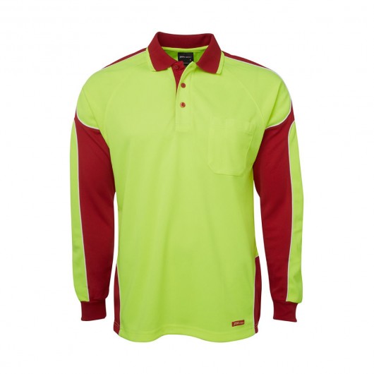 Lime Red Gunna Hi Vis LS Polo Shirts